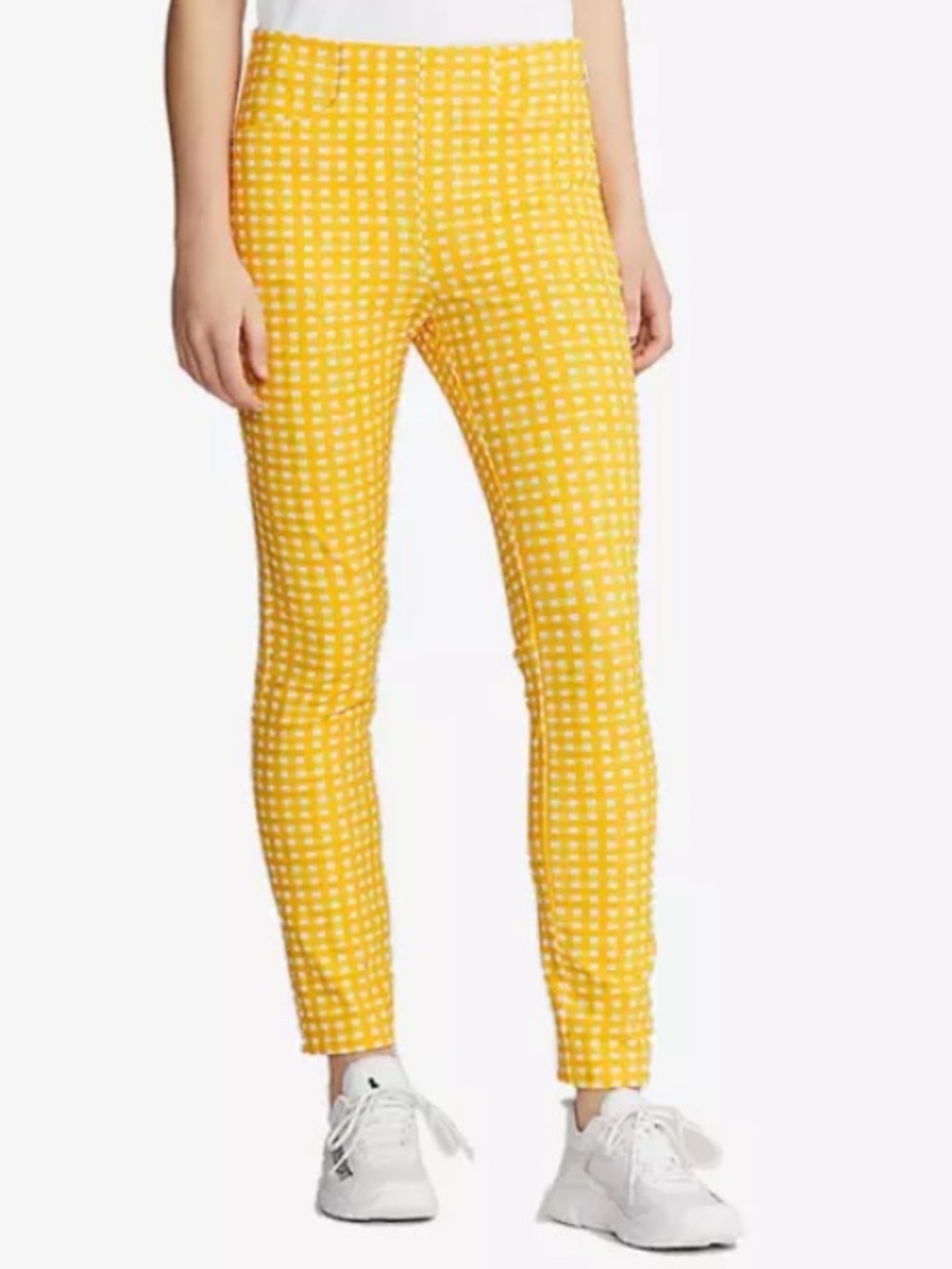RLX Ralph Lauren Yellow Gingham Slim Stretch Women's golf Pants 8 petite